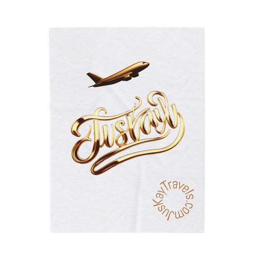 Plush Travel Blanket - Juskay Design (White)