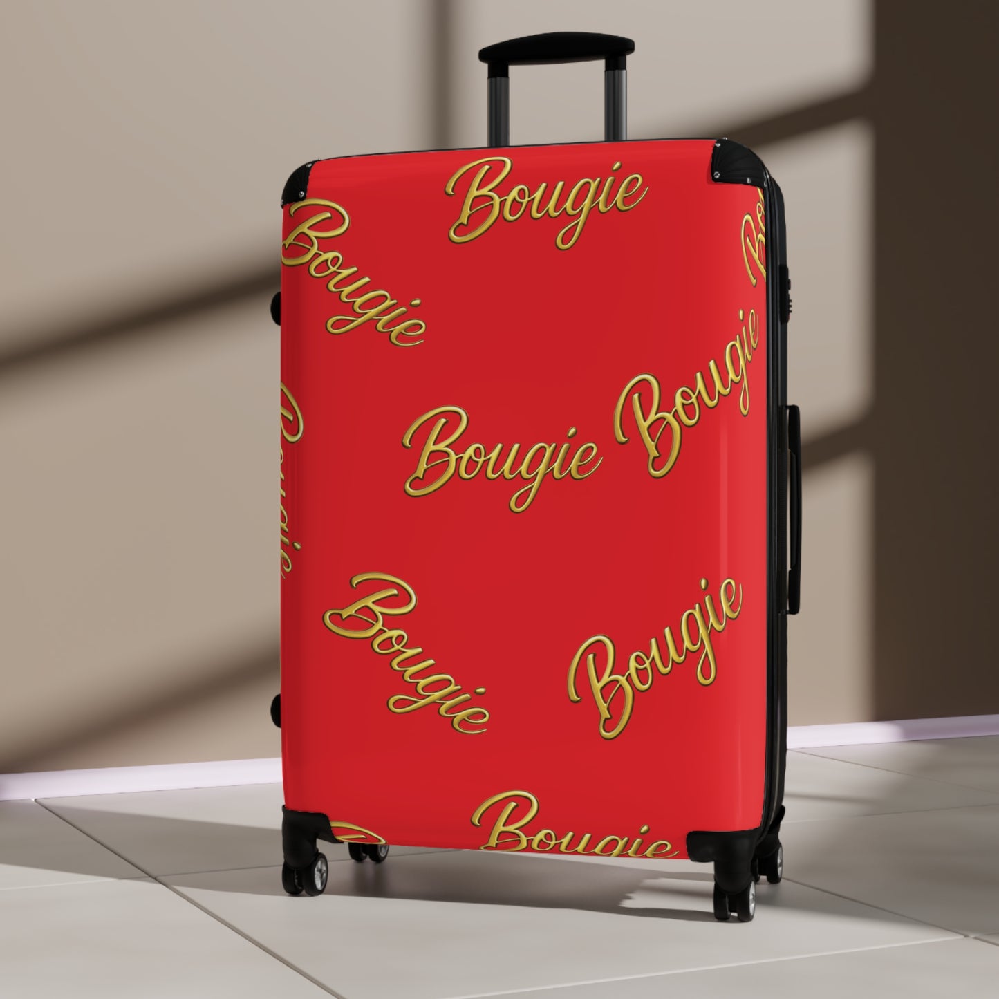 Bougie JusKay Script Carry-On Suitcase — Red Travel Luggage