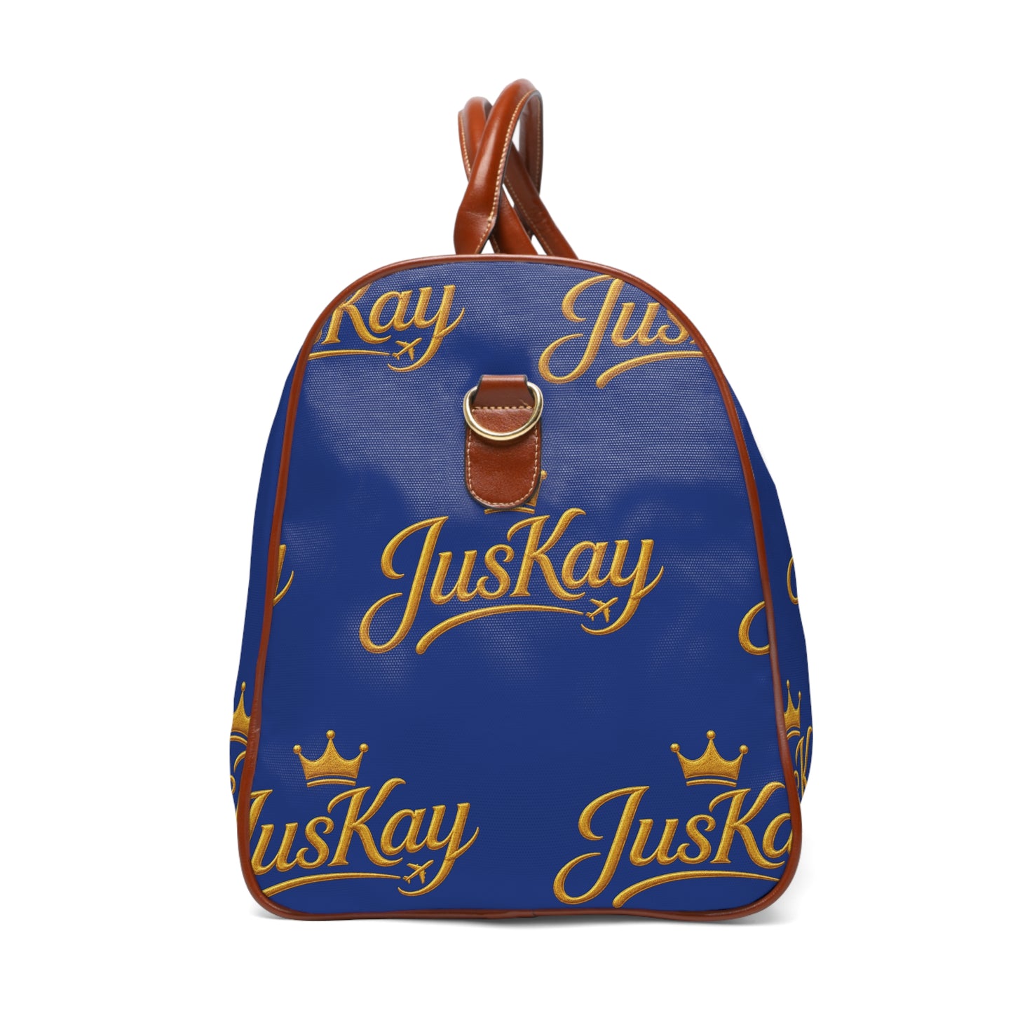 Travel Duffel Bag — Blue "JusKay" Logo Print