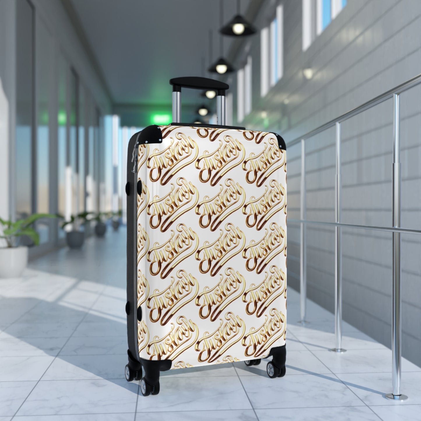 Suitcase with Luxe 'JusKay' Script Pattern — Travel Luggage