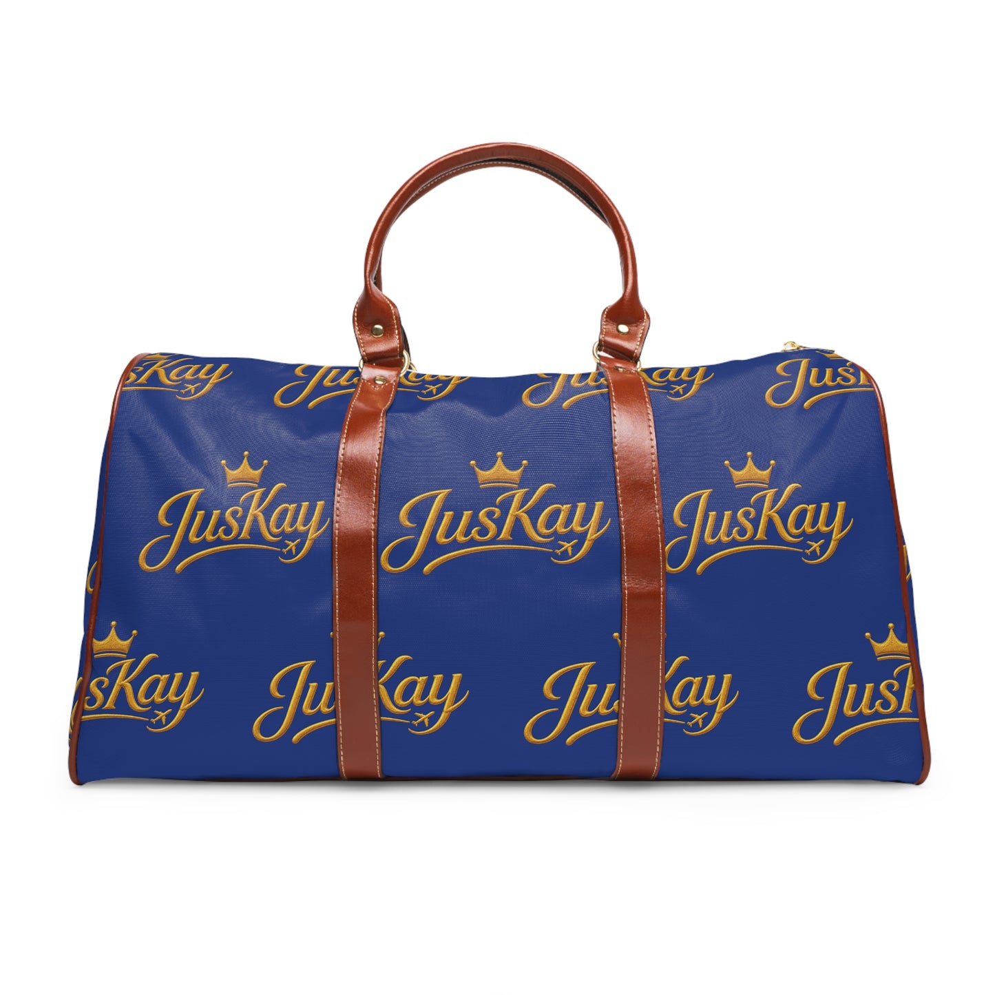 Travel Duffel Bag — Blue "JusKay" Logo Print