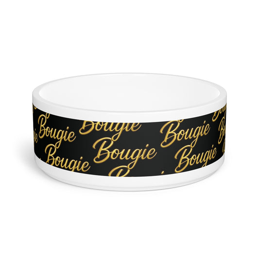 Bougie Pet Bowl — Gold Script Designer Dog & Cat Dish