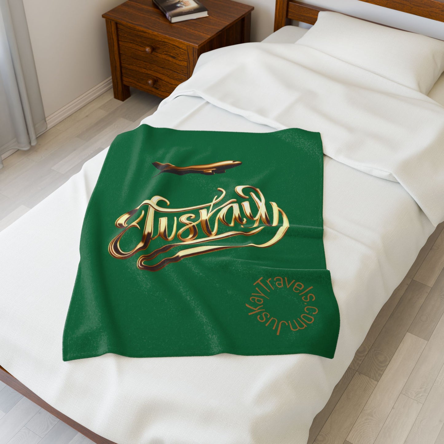 Plush Travel Blanket - Juskay Design (Dark Green)