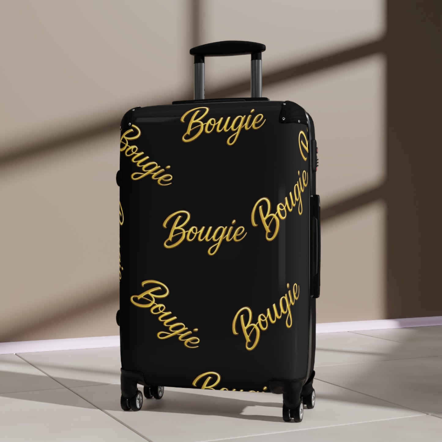 Bougie JusKay Script Carry-On Suitcase — Black Travel Luggage
