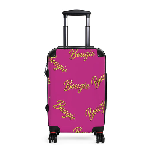 Bougie JusKay Script Carry-On Suitcase — Pink Travel Luggage