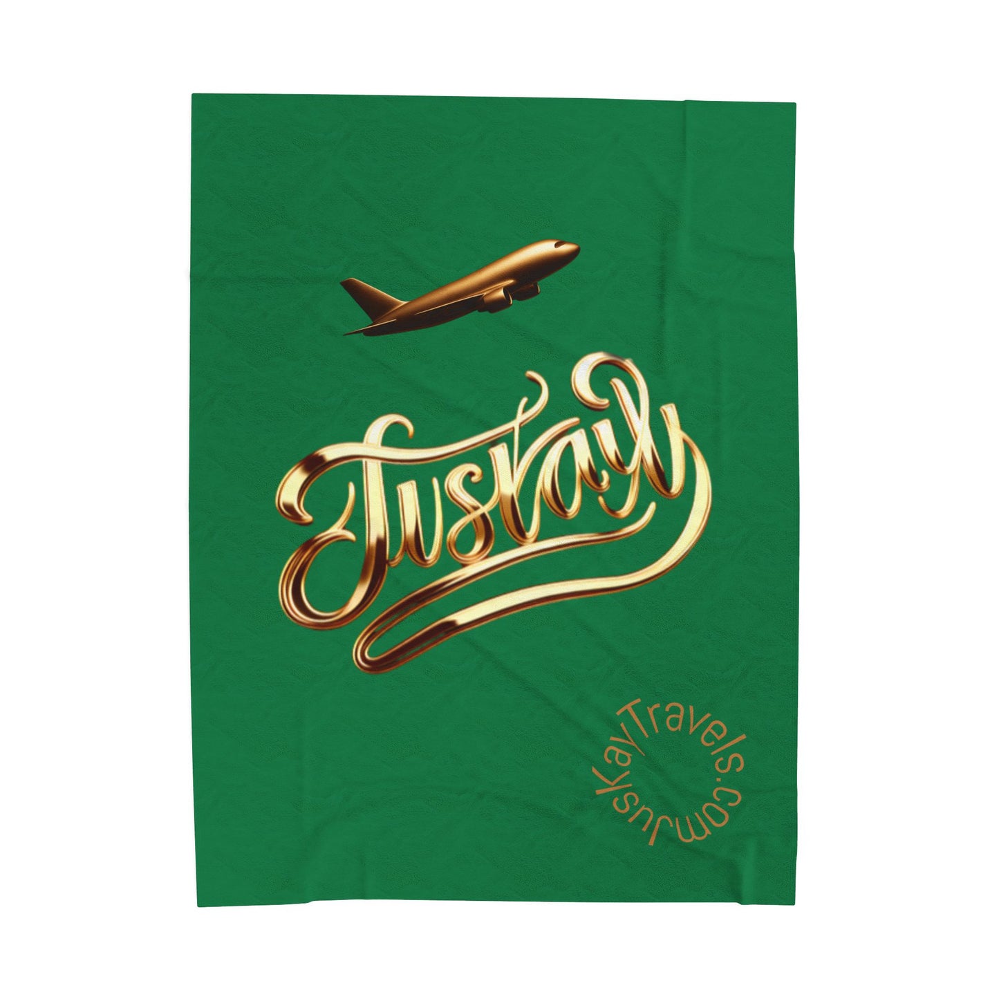 Plush Travel Blanket - Juskay Design (Dark Green)