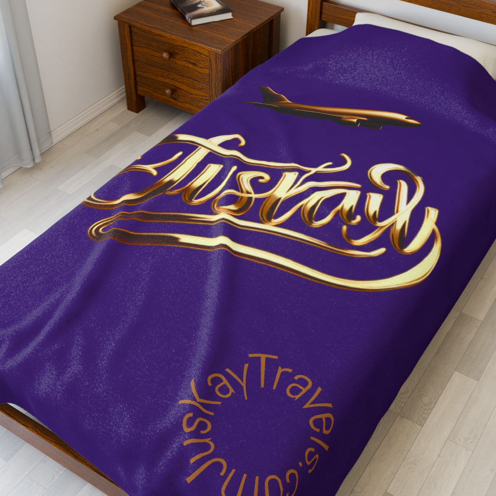 Plush Travel Blanket - Juskay Design (Purple)