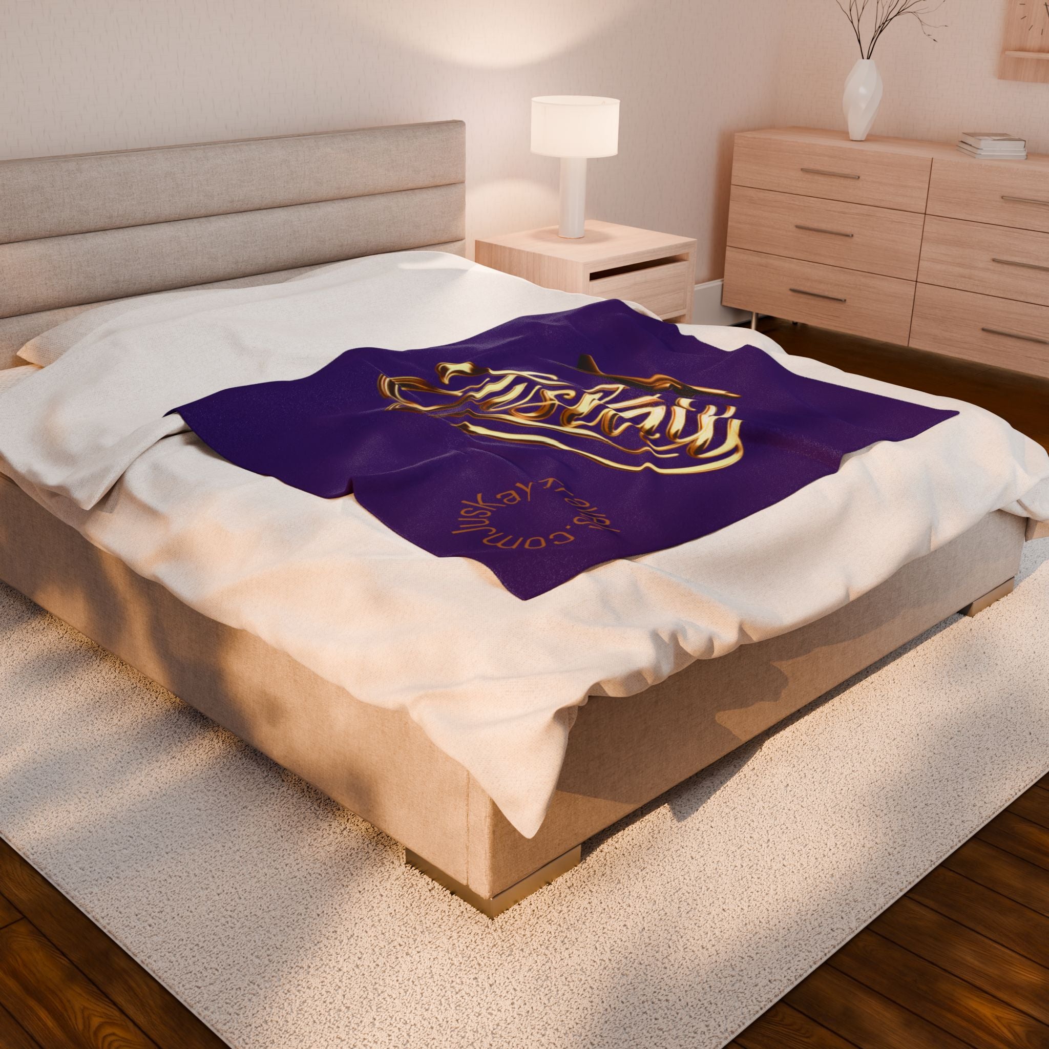Plush Travel Blanket - Juskay Design (Purple)