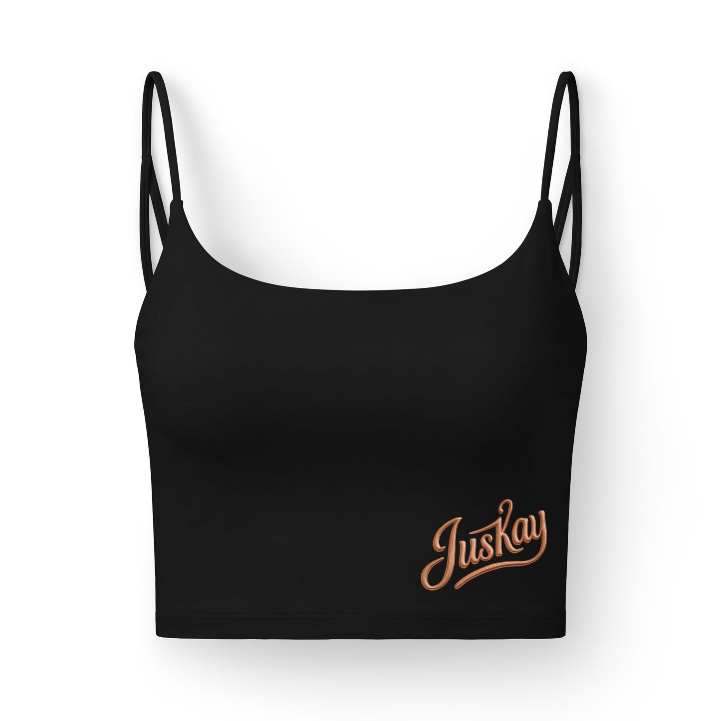Women's Luxe Bra — Embroidered 'JusKay' Logo Crop Bralette