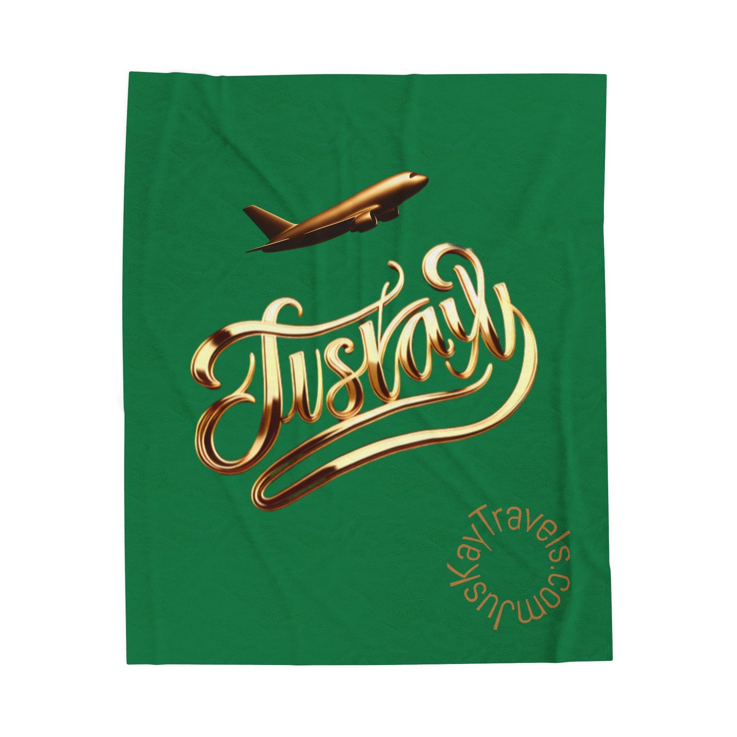 Plush Travel Blanket - Juskay Design (Dark Green)
