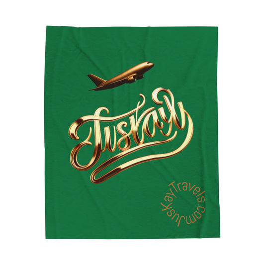 Plush Travel Blanket - Juskay Design (Dark Green)