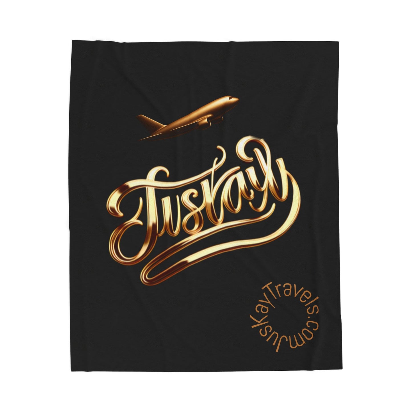 Plush Travel Blanket - Juskay Design (Black)