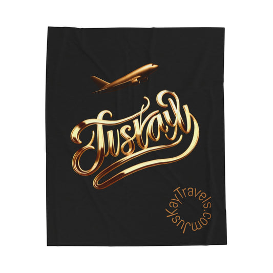 Plush Travel Blanket - Juskay Design (Black)