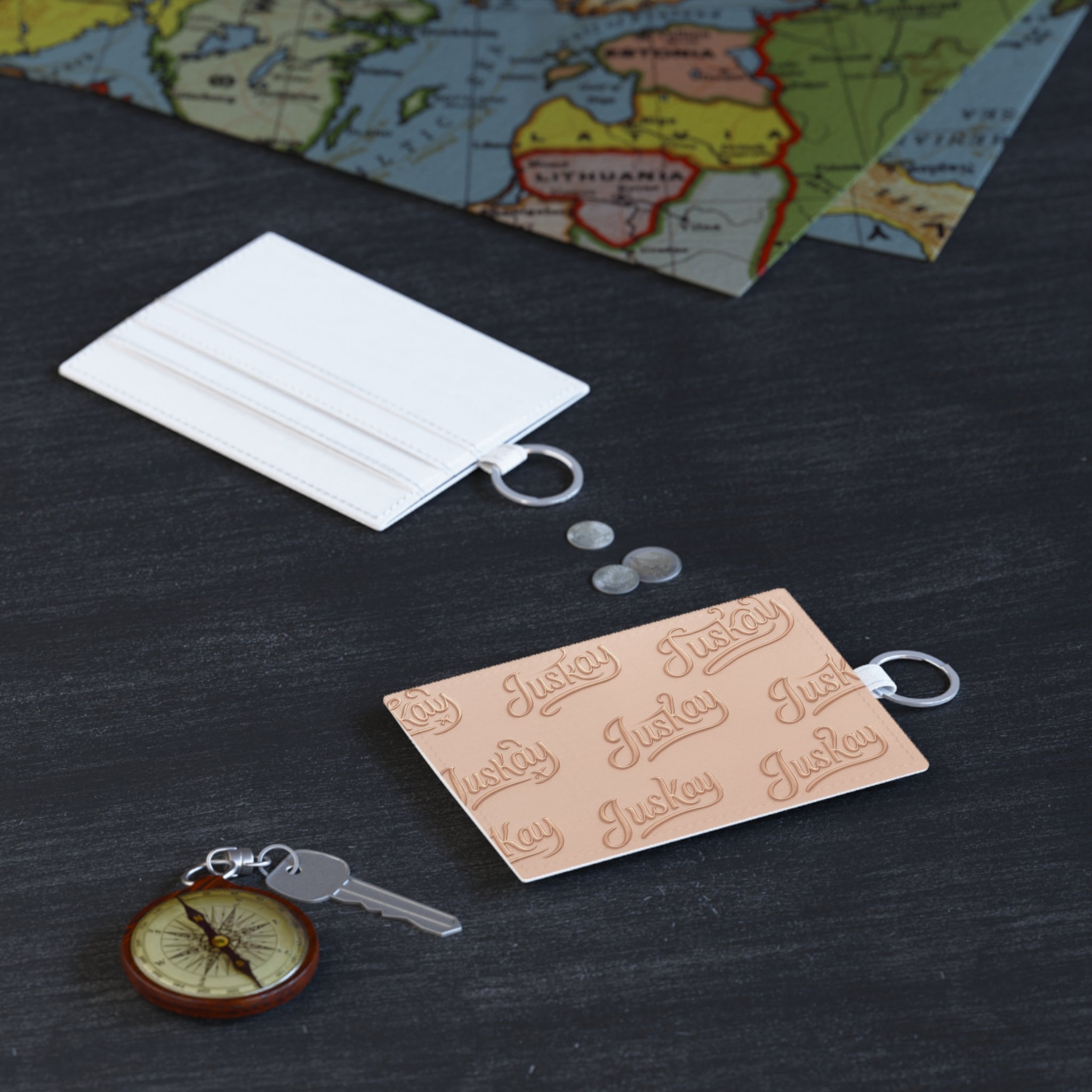 Card Holder with Travel Design - Saffiano Leather
