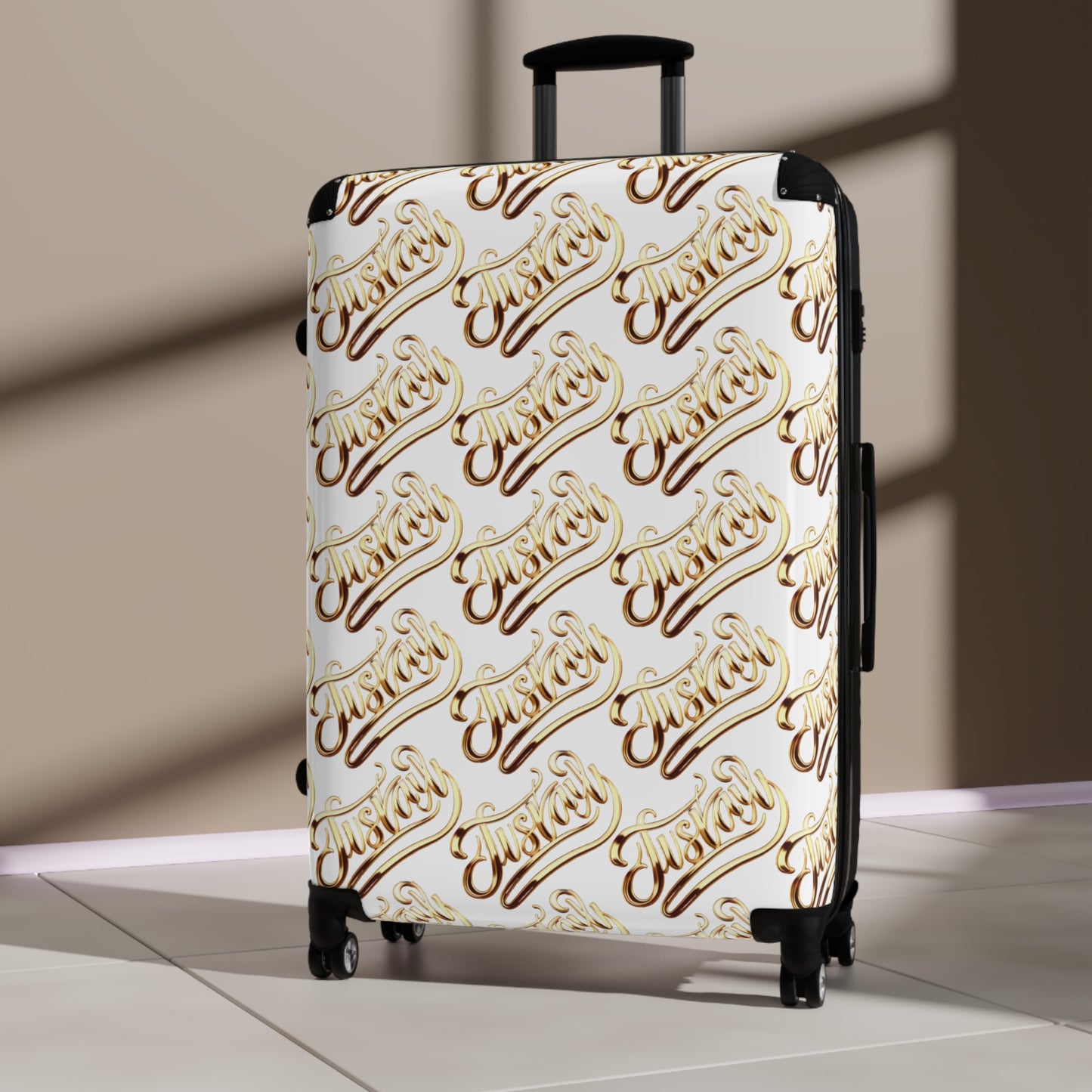 Suitcase with Luxe 'JusKay' Script Pattern — Travel Luggage