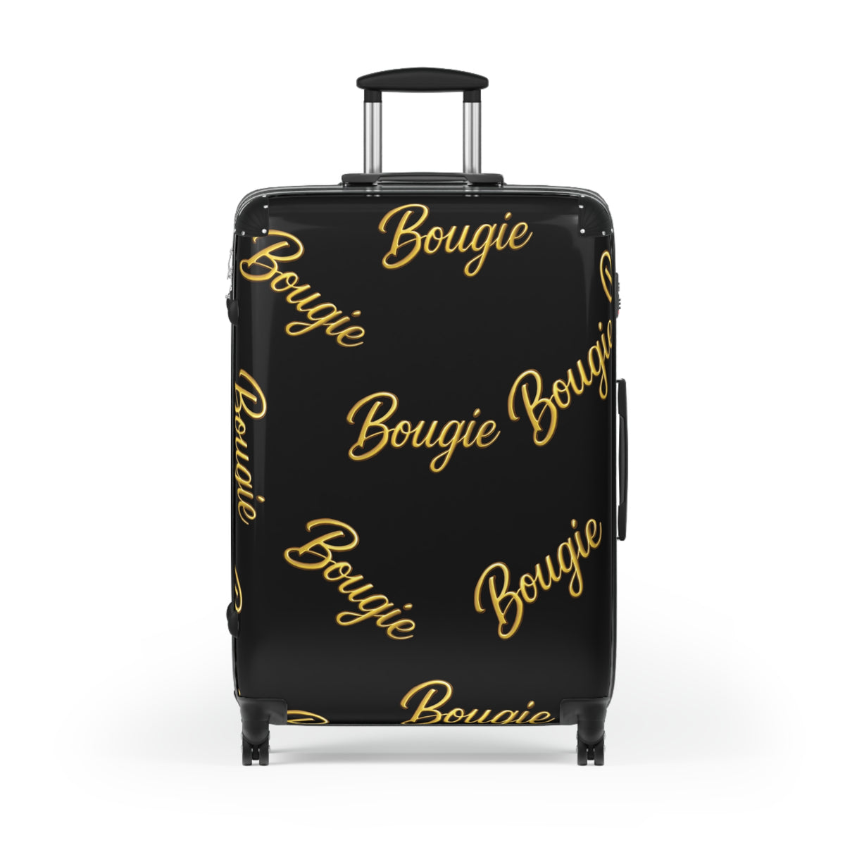 Bougie JusKay Script Carry-On Suitcase — Black Travel Luggage