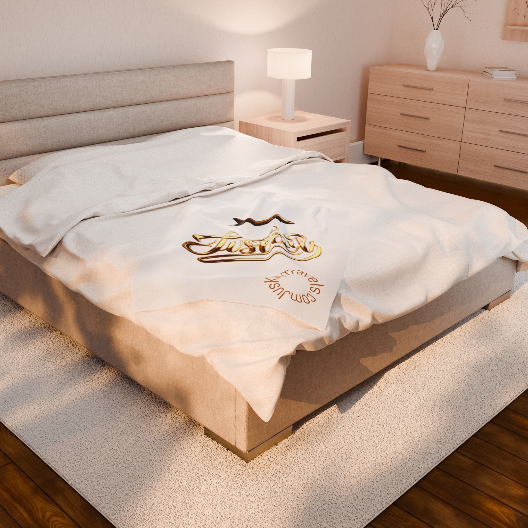 Plush Travel Blanket - Juskay Design (White)