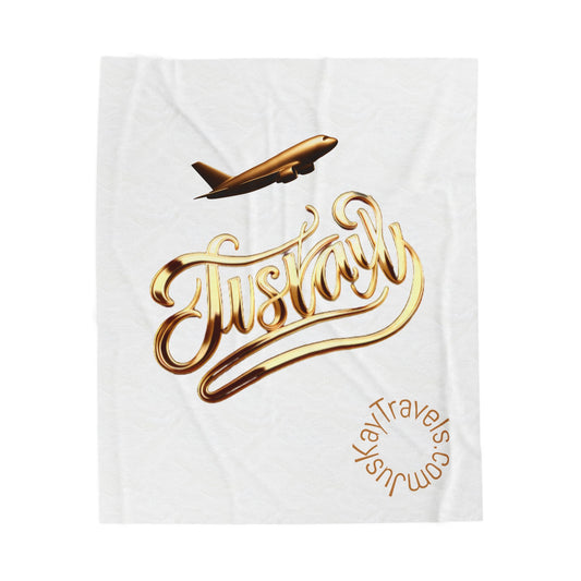Plush Travel Blanket - Juskay Design (White)