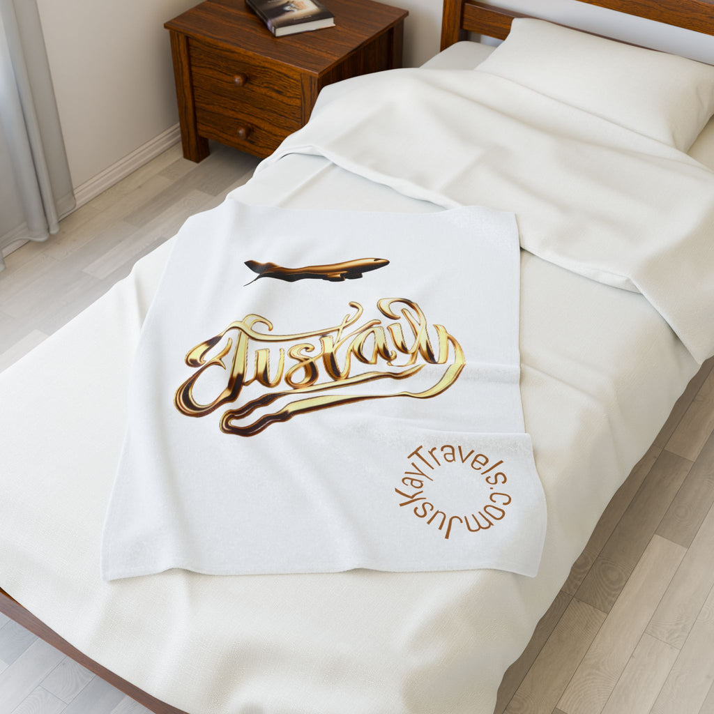Plush Travel Blanket - Juskay Design (White)