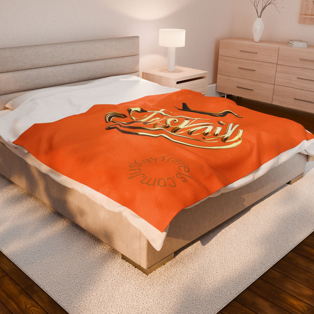 Plush Travel Blanket - Juskay Design (Orange)