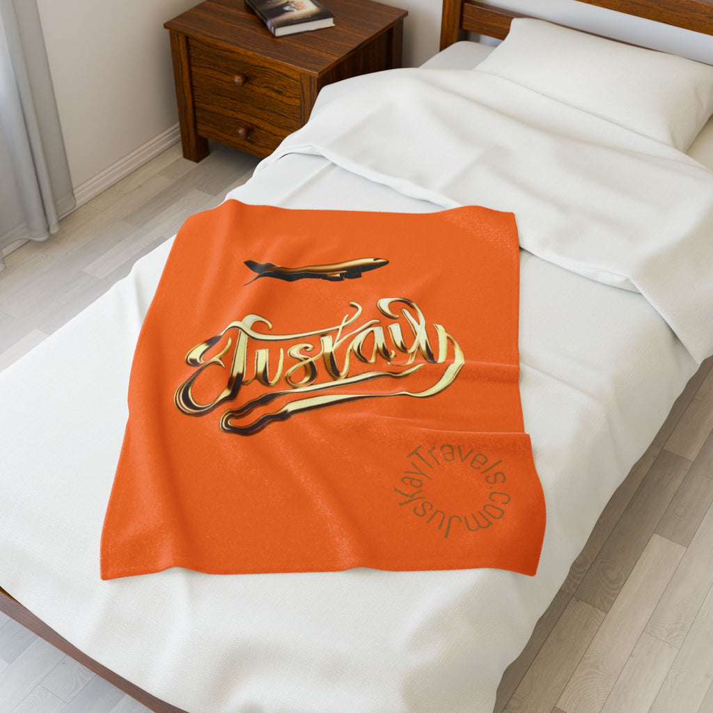 Plush Travel Blanket - Juskay Design (Orange)