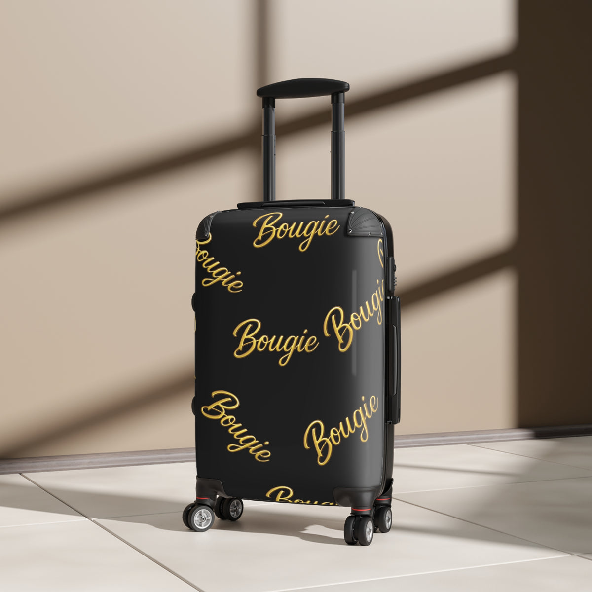 Bougie JusKay Script Carry-On Suitcase — Black Travel Luggage
