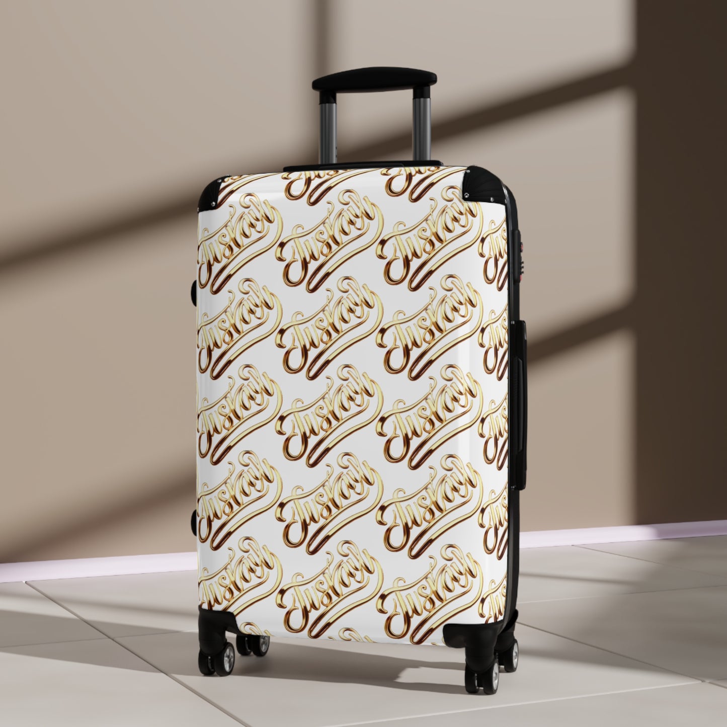 Suitcase with Luxe 'JusKay' Script Pattern — Travel Luggage