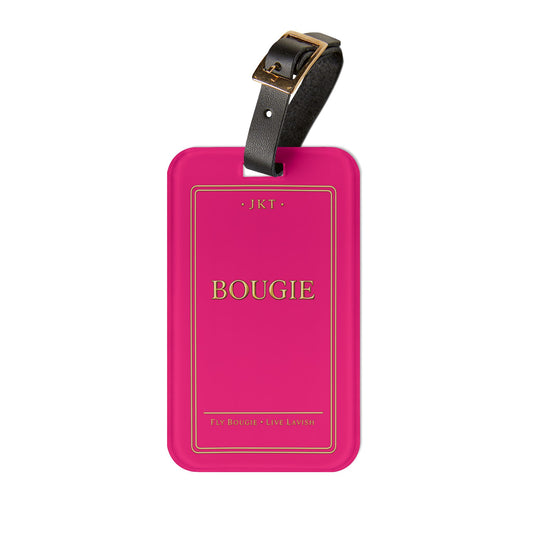 Bougie Pink Luggage Tag — Luxe Gold-Trim Travel ID