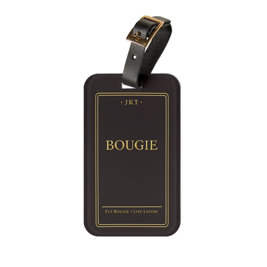 Bougie Leather Luggage Tag – Elegant Gold-Trim Travel ID