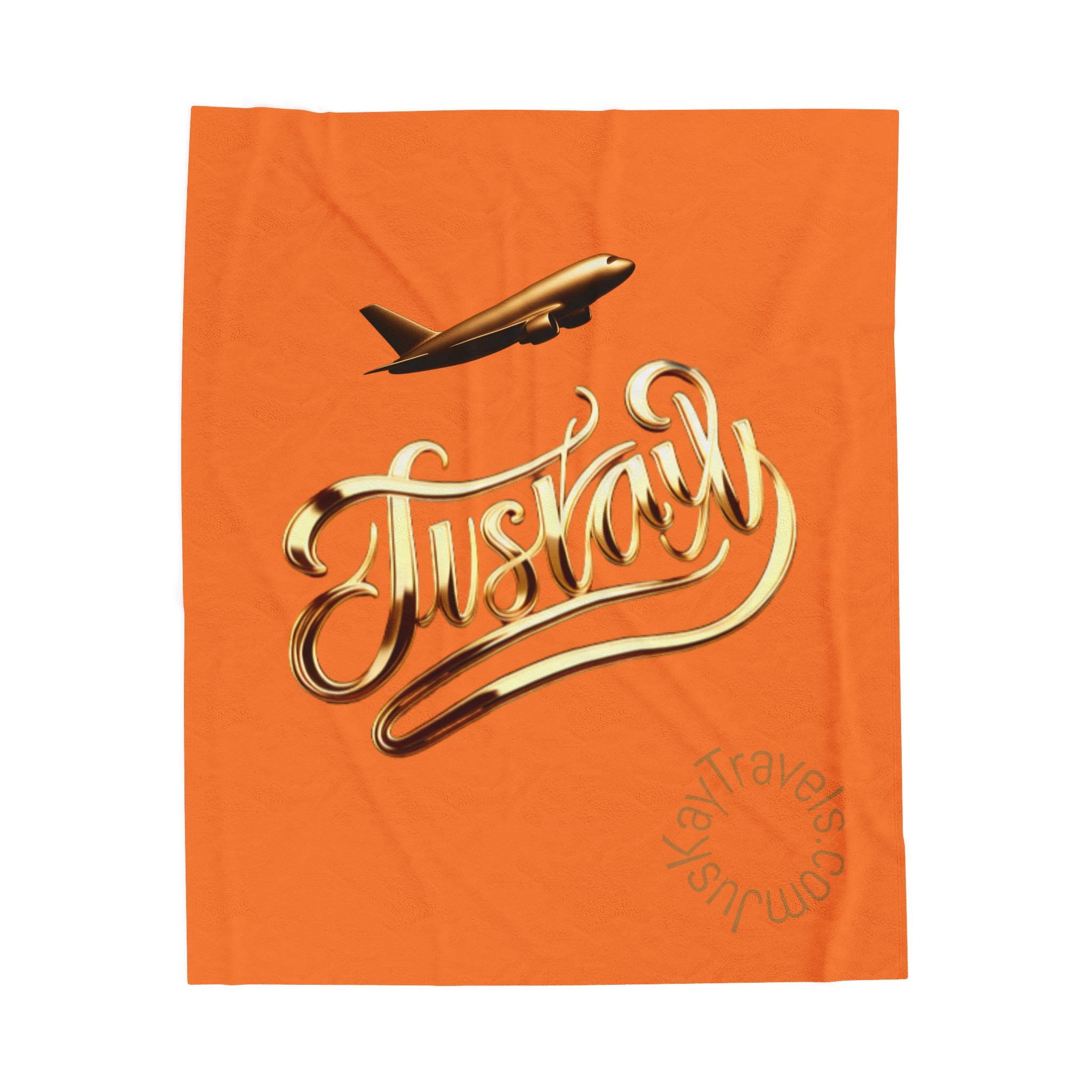 Plush Travel Blanket - Juskay Design (Orange)