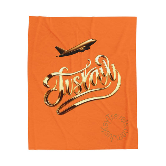 Plush Travel Blanket | JusKay Design (Orange)