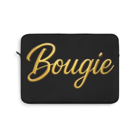 Bougie JusKay Black Laptop Sleeve — Gold Script Protective Case