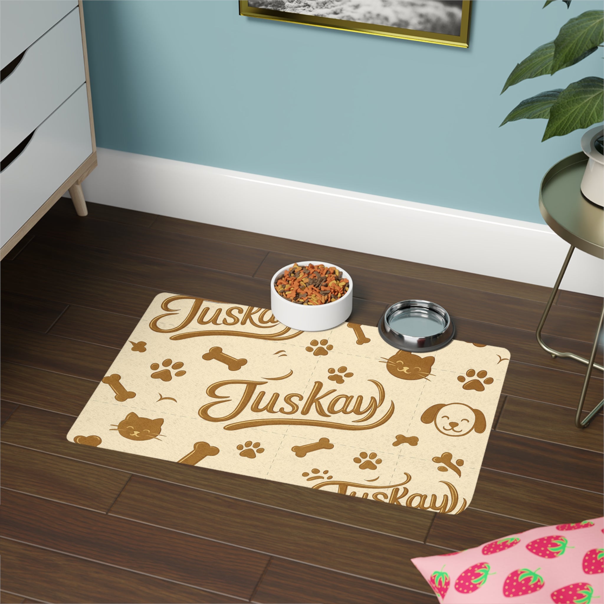 Stylish Pet Food Mat with Juskay Design, Cat & Dog Mat