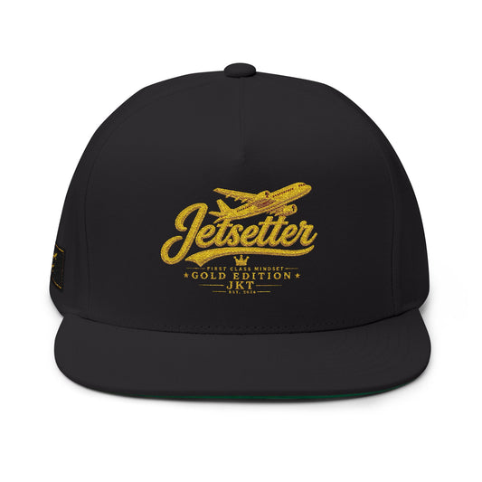 Jetsetter | Gold Edition | Flat Bill Cap - Embroidered Travel Hat