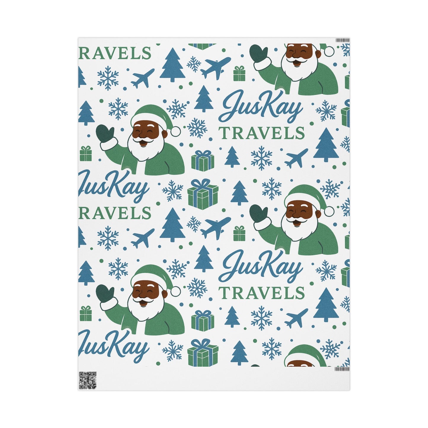Black Santa | Holiday Wrapping Paper | JusKay Travels Design