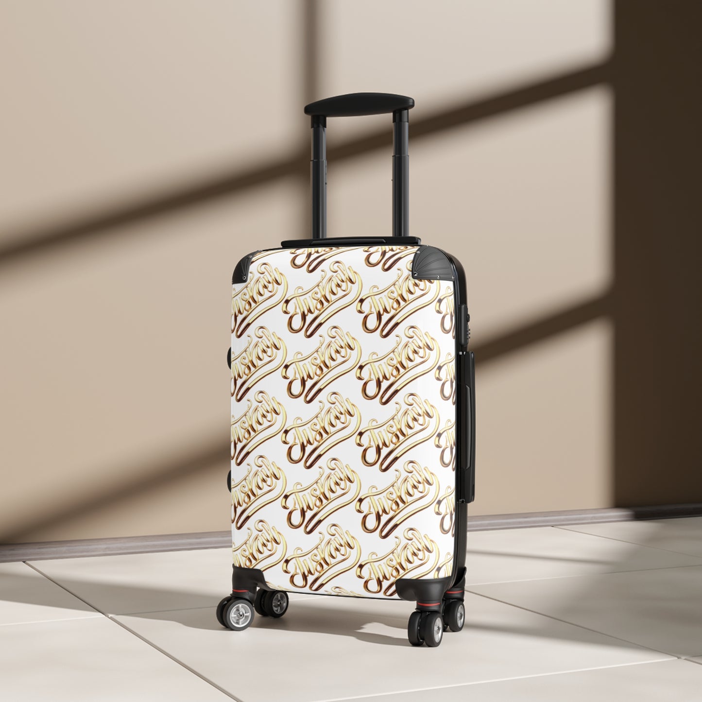 Suitcase with Luxe 'JusKay' Script Pattern — Travel Luggage