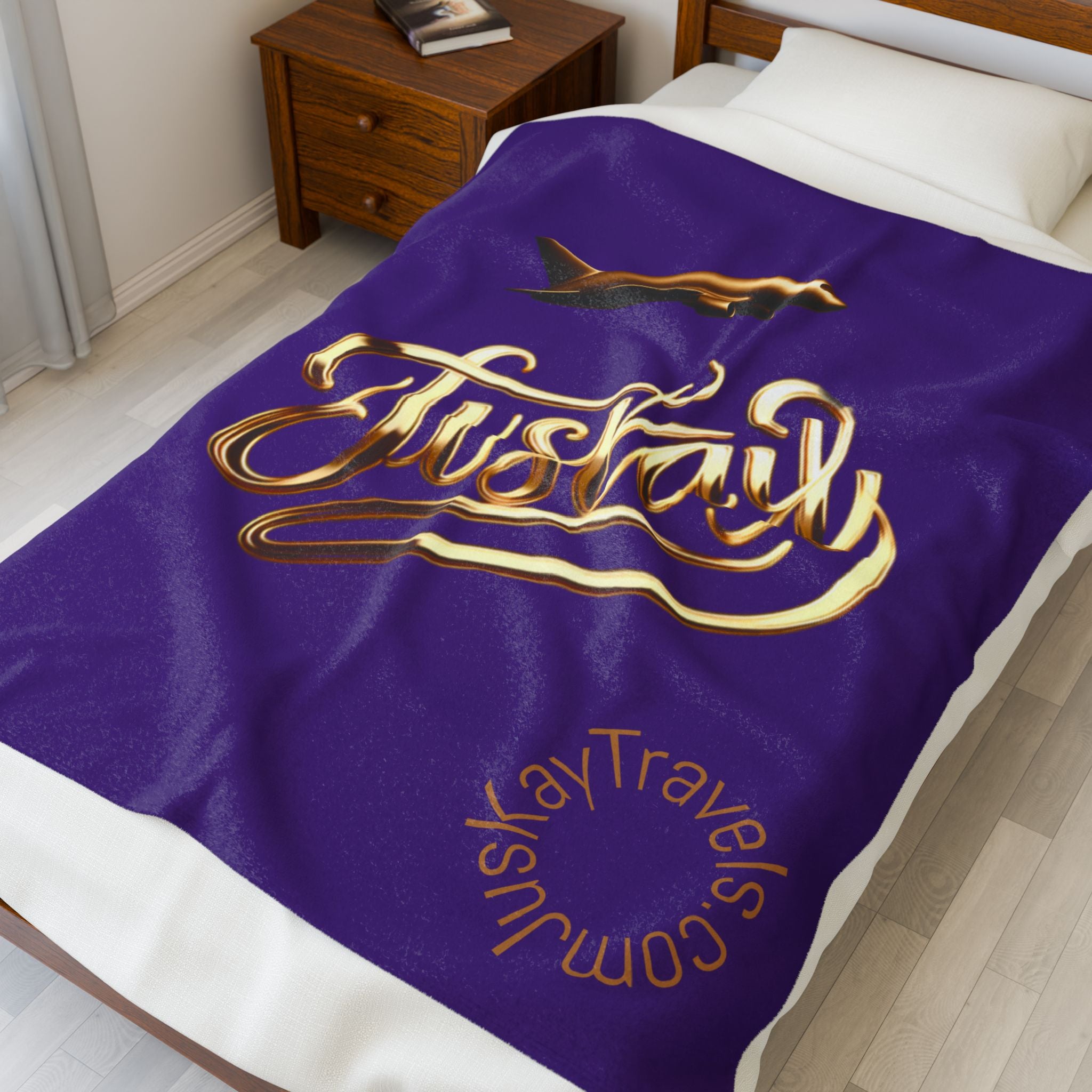 Plush Travel Blanket - Juskay Design (Purple)