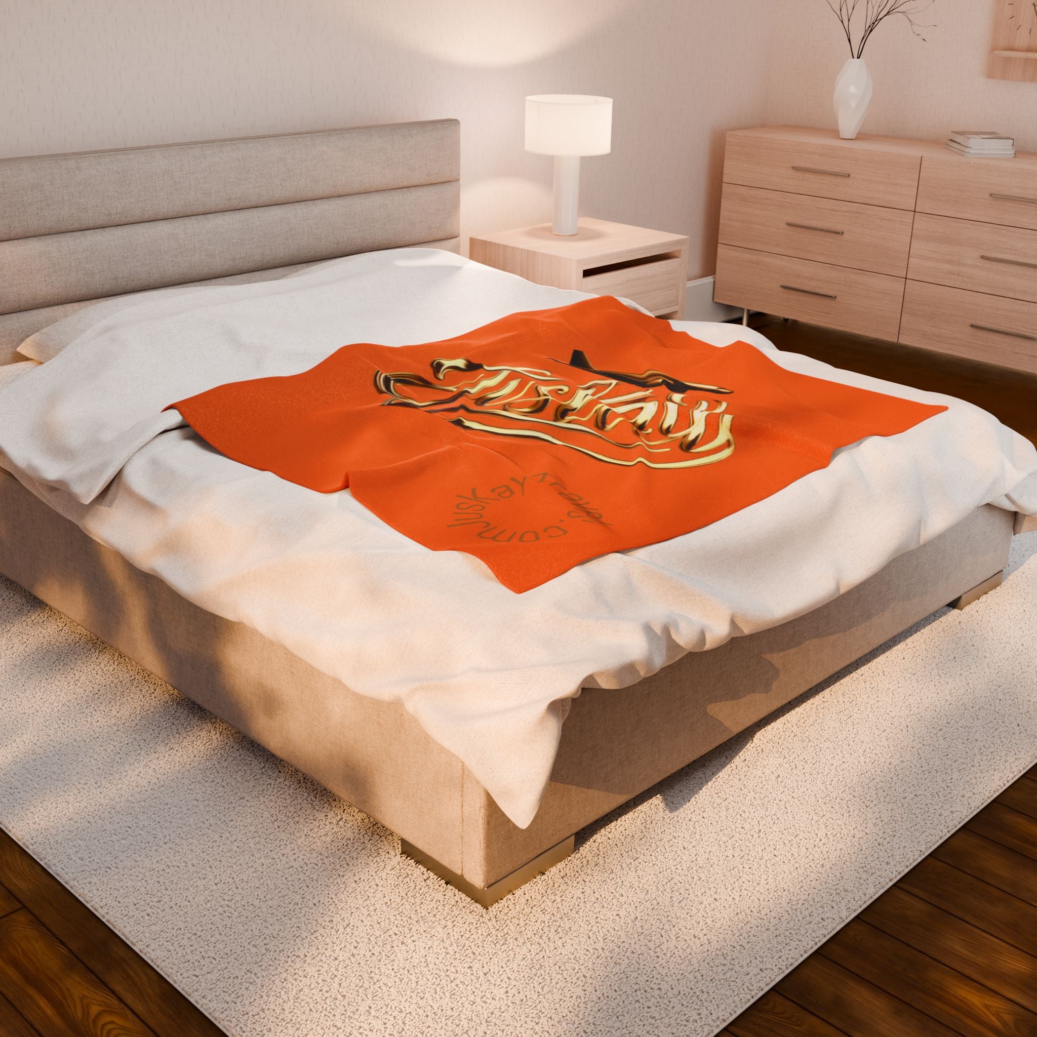 Plush Travel Blanket - Juskay Design (Orange)