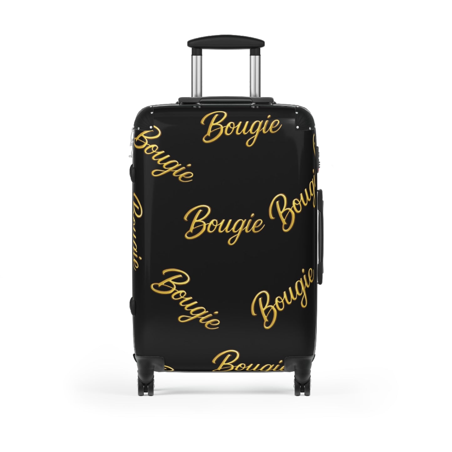 Bougie JusKay Script Carry-On Suitcase — Black Travel Luggage