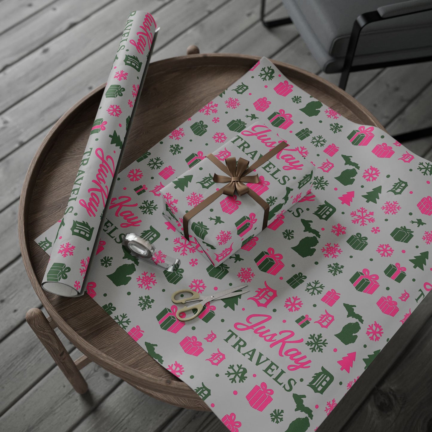 Michigan | Holiday Wrapping Paper | JusKay Travels Design