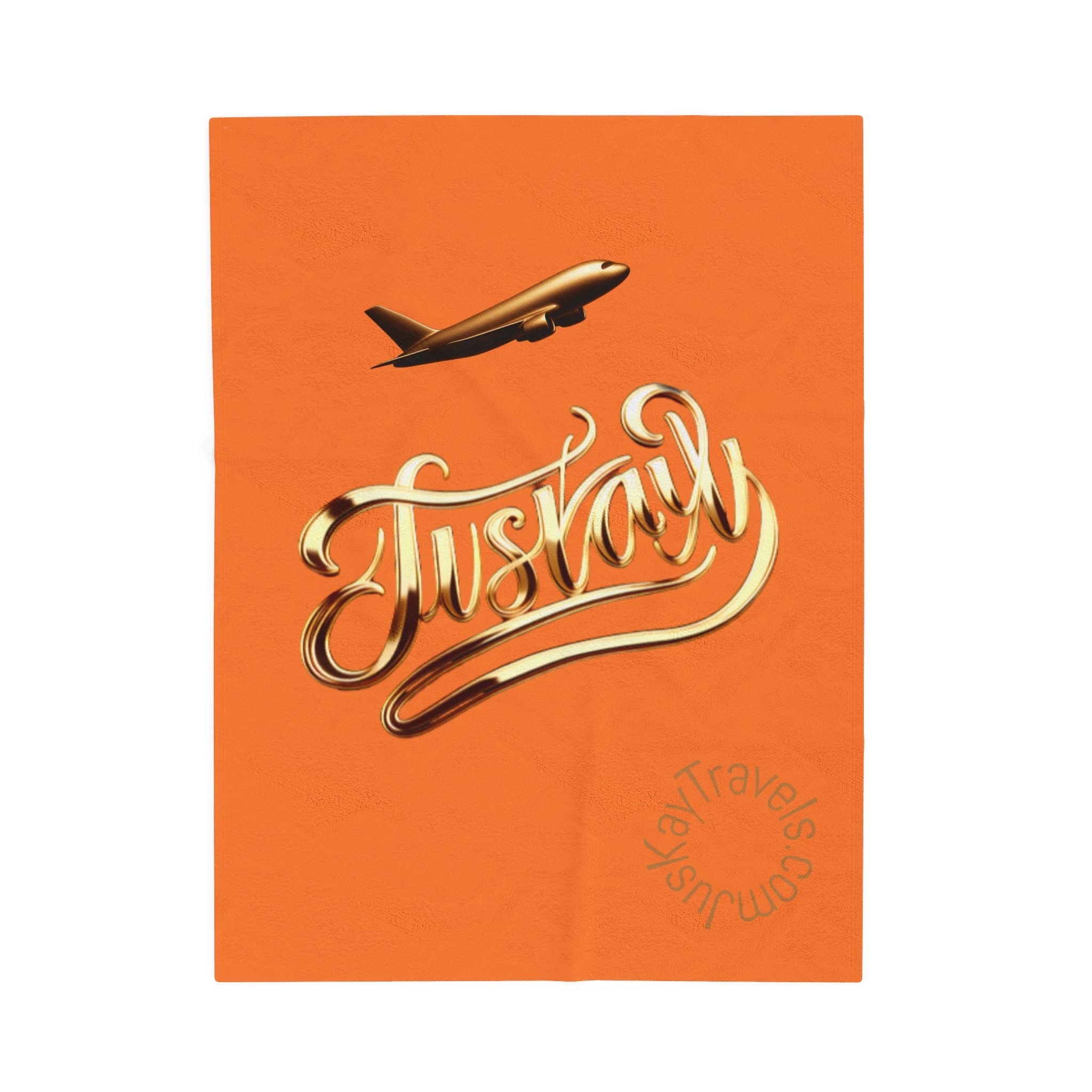Plush Travel Blanket - Juskay Design (Orange)