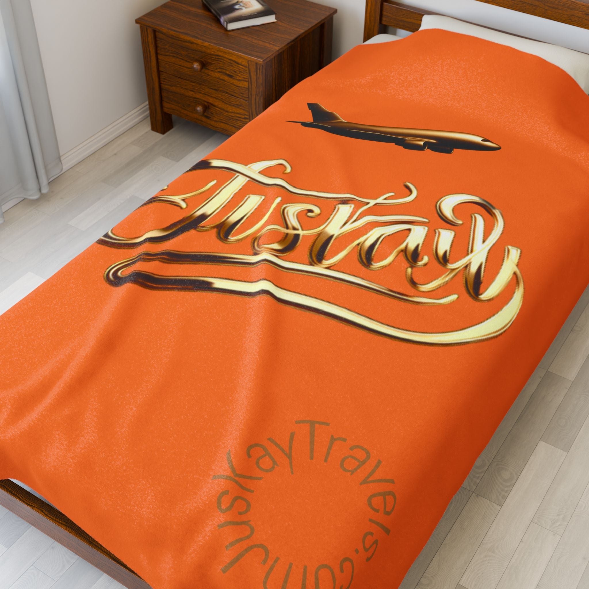 Plush Travel Blanket - Juskay Design (Orange)