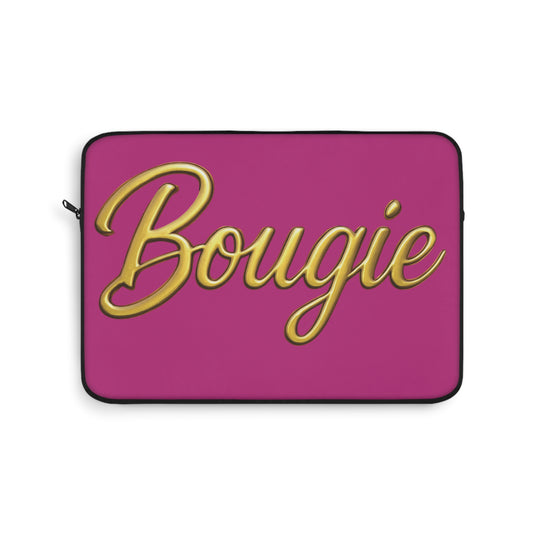 Bougie JusKay Pink Laptop Sleeve — Gold Script Protective Case