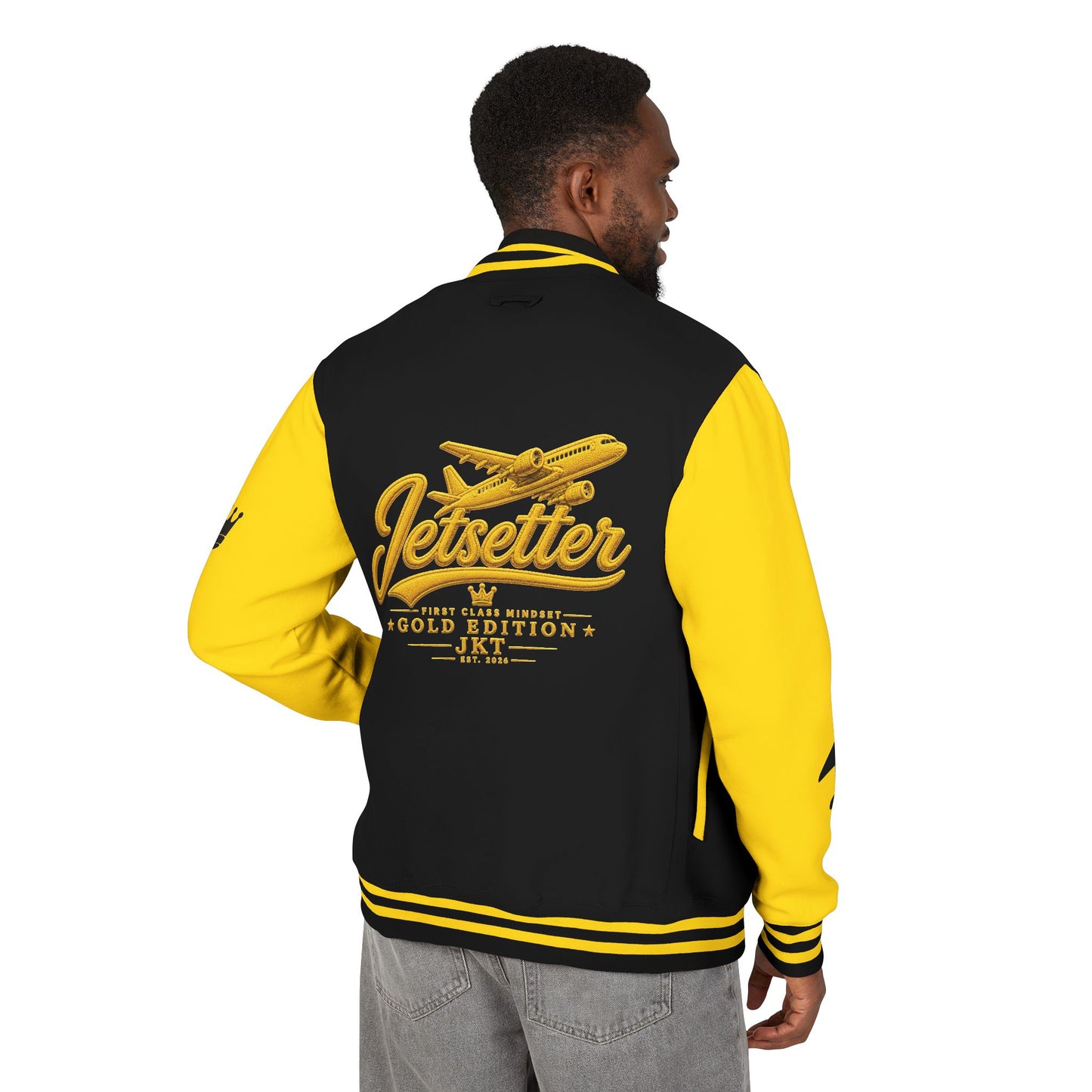 Jetsetter | Gold Edition | Heavyweight Letterman Jacket - JusKay Design