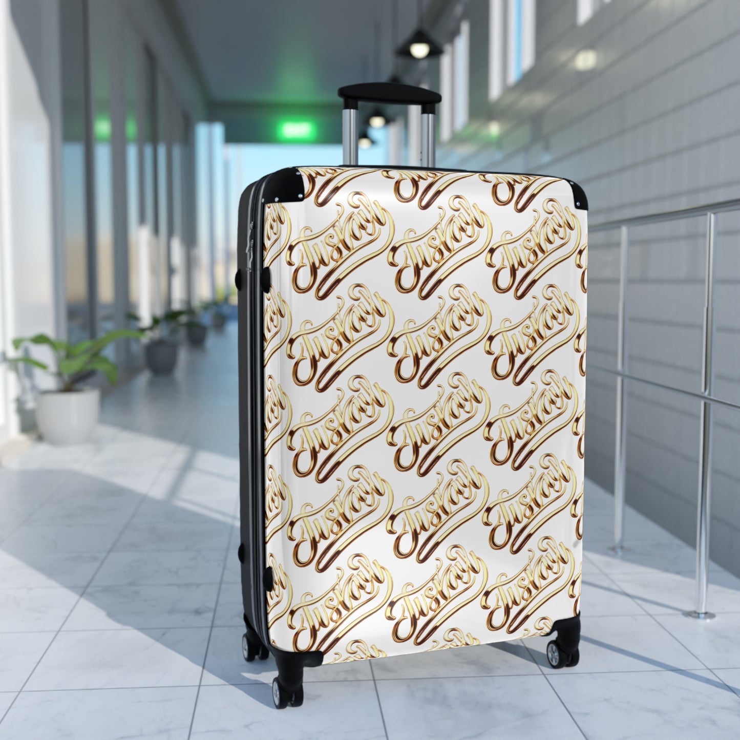 Suitcase with Luxe 'JusKay' Script Pattern — Travel Luggage