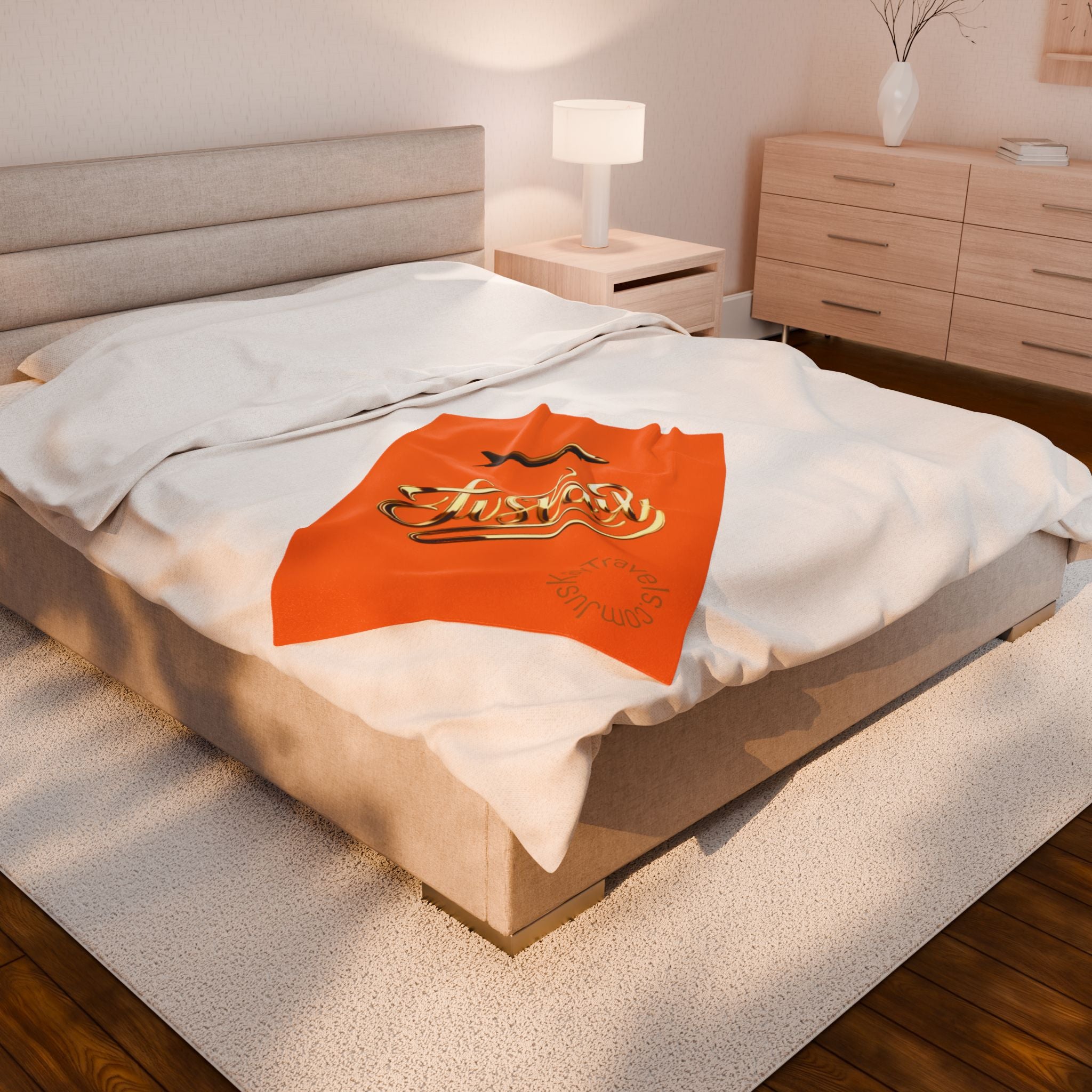 Plush Travel Blanket - Juskay Design (Orange)