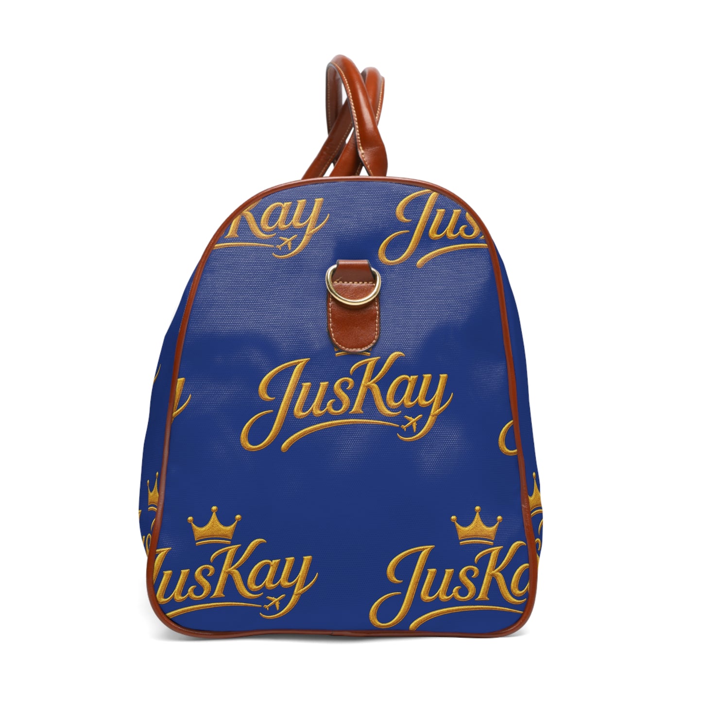 Travel Duffel Bag — Blue "JusKay" Logo Print