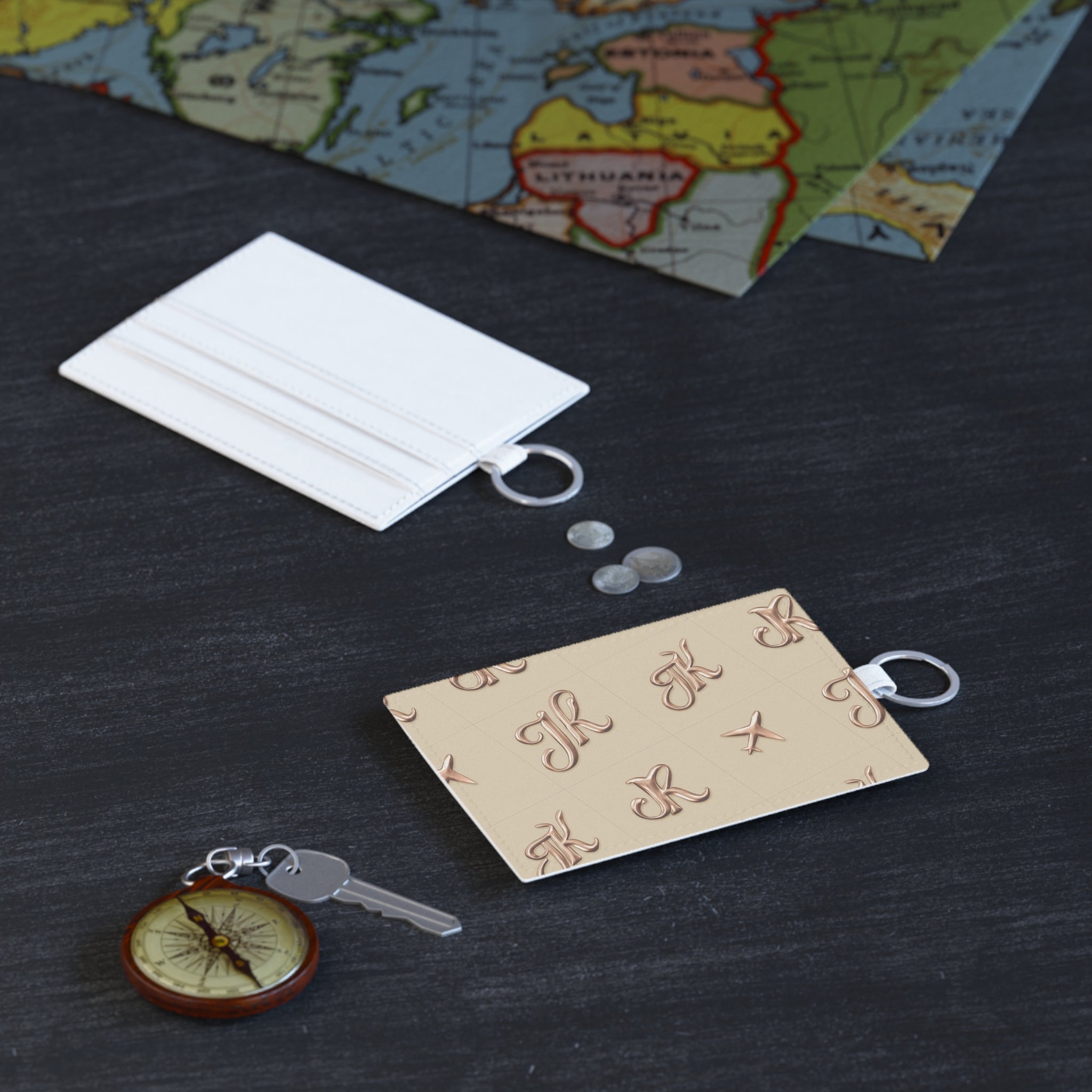 Card Holder with Travel Design - Saffiano Leather