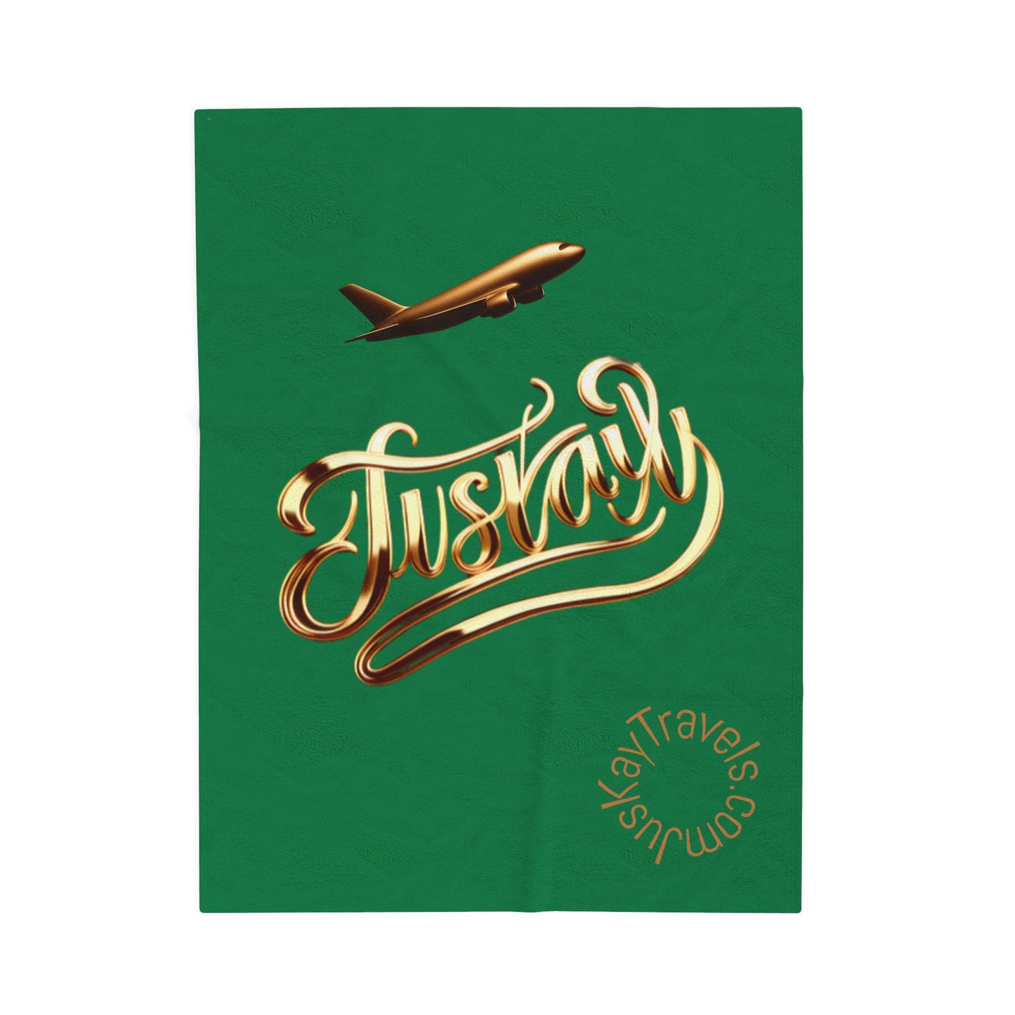 Plush Travel Blanket - Juskay Design (Dark Green)