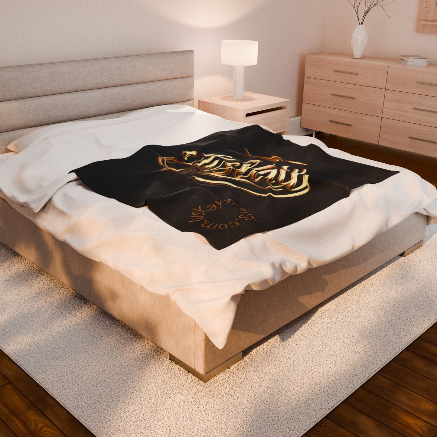 Plush Travel Blanket - Juskay Design (Black)